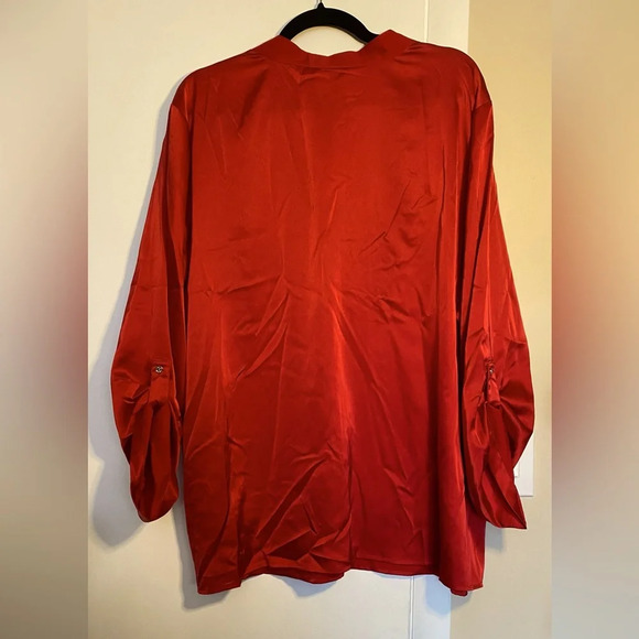 NWT Calvin Klein Red Roll Up Sleeve Top Size 2X - Picture 2 of 6